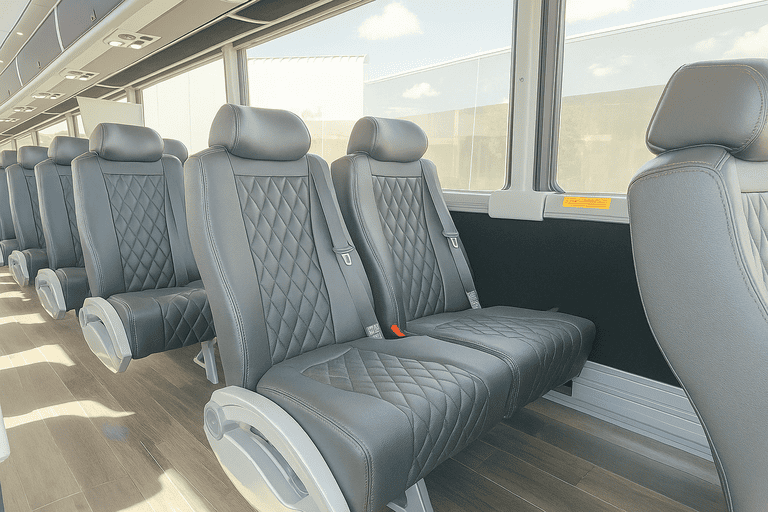 interior of Rochester Minibus Company charter bus