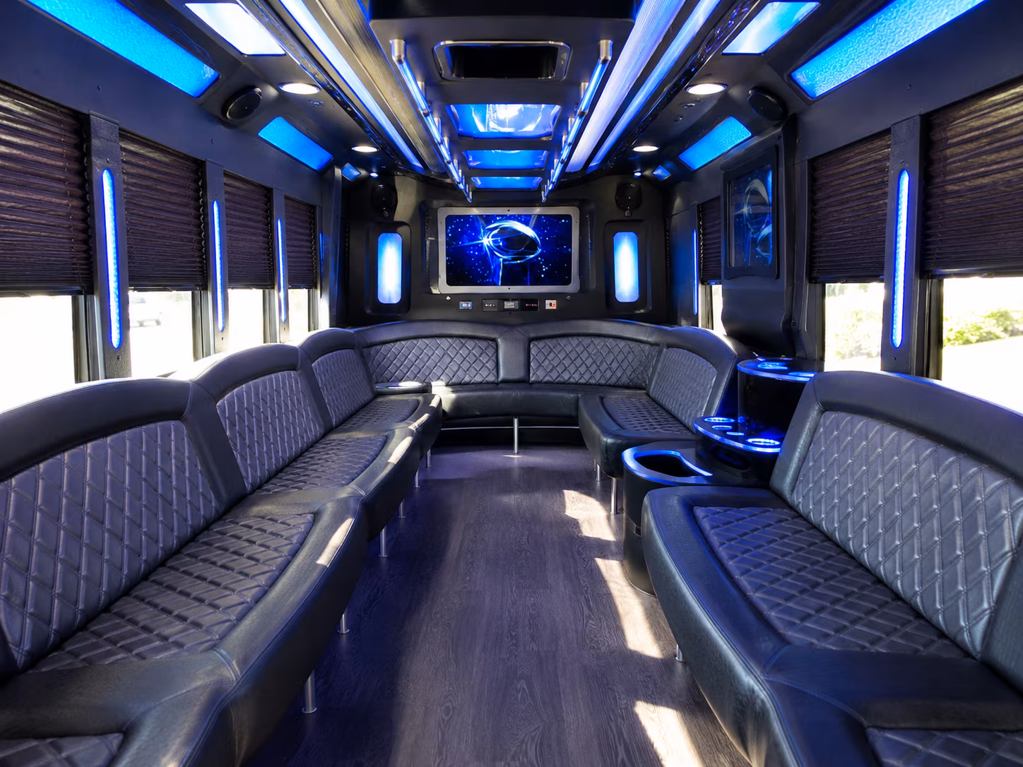rochester 28 passenger party bus inside