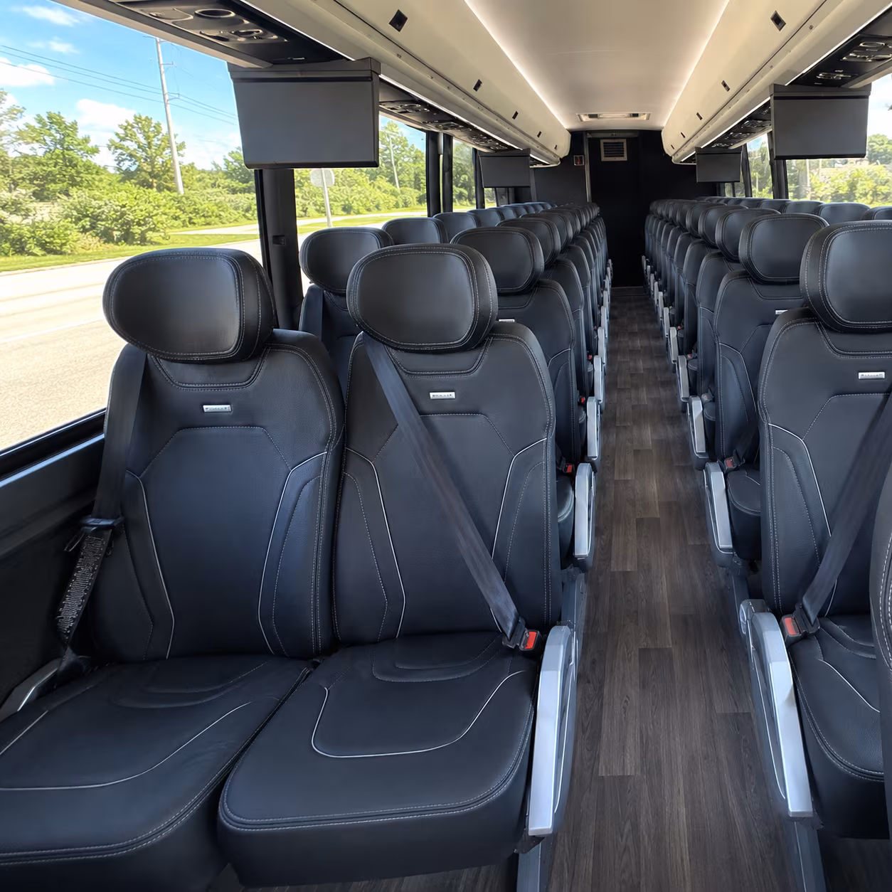 rochester 47 passenger charter bus inside